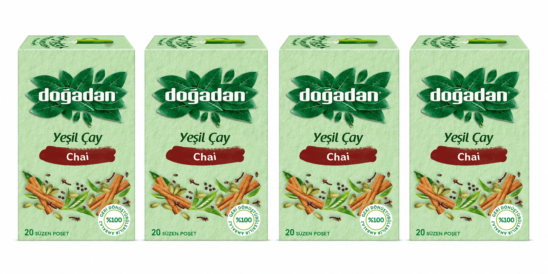 4'Lü Yeşil Çay Chai